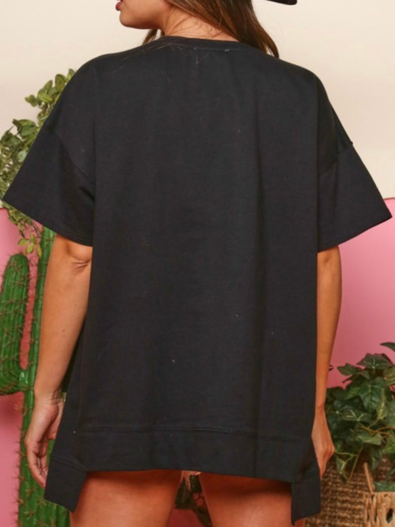 Sequin Star Patch  Oversized Tee