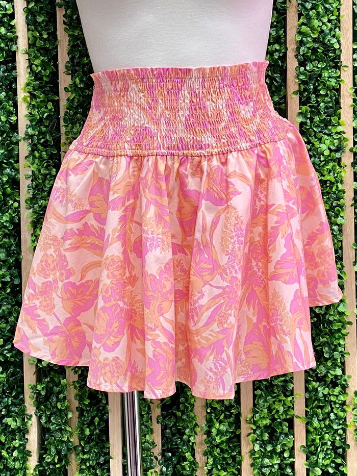 Exquisite Pink Print Skort