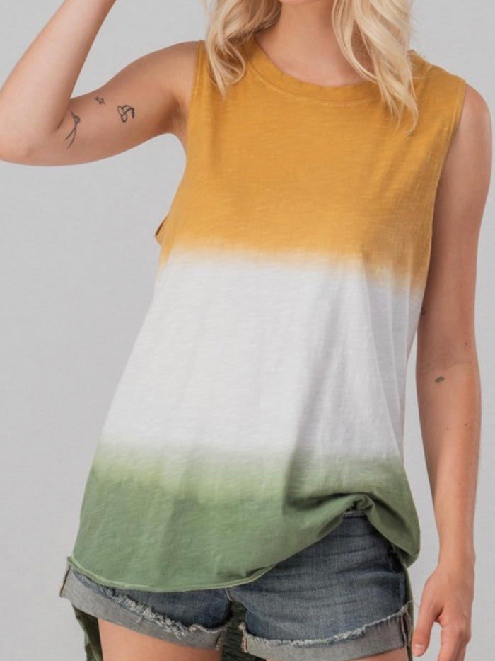 Mustard Tie Dye Muscle tee