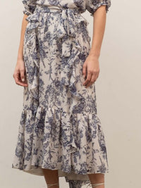 Floral Ruffled Midi Skirt
