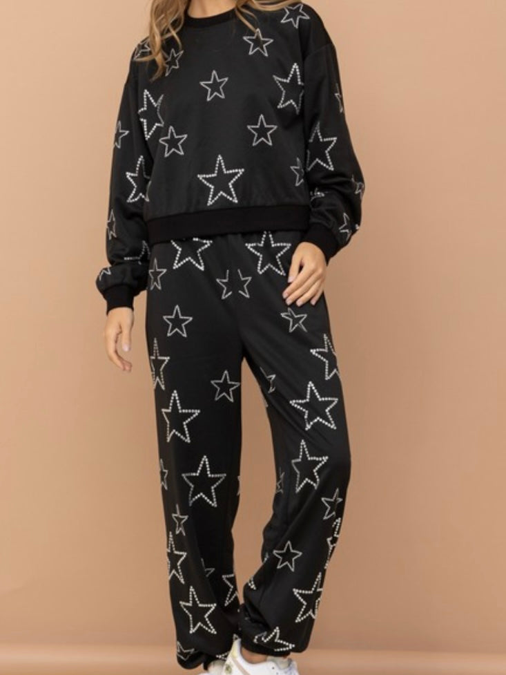 Rhinestone Star Jogger Set