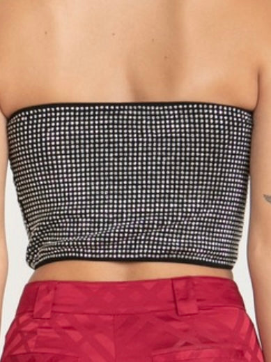 Rhinestone Studded Strapless Top