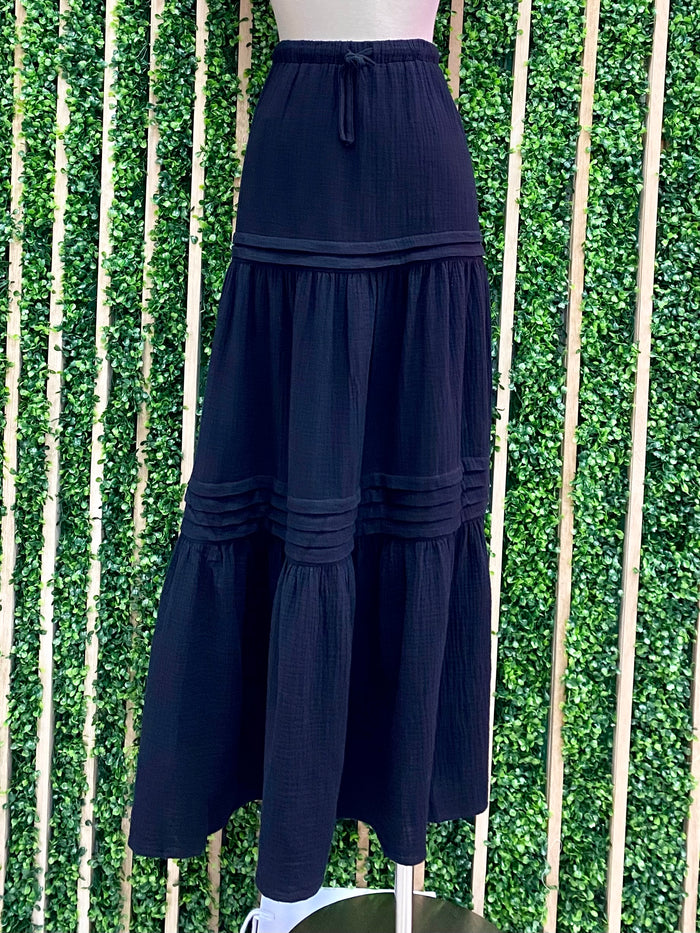 Exquisite Black Tiered Skirt