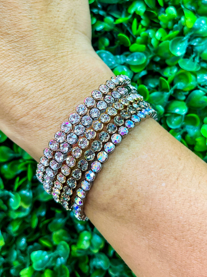 Exquisite Multi Crystal Bangle Set