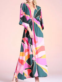 Pink Metamorphosis Print Kimono Maxi