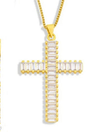 Czech Crystal Stainless Steel Cross Necklace
