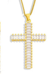 Czech Crystal Stainless Steel Cross Necklace