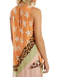 Tropical Print Cheetah Mixed Print Dress