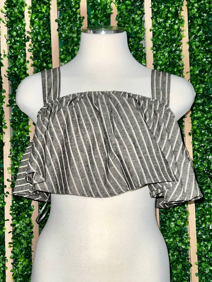 Striped Boho Ruffled Crop Top
