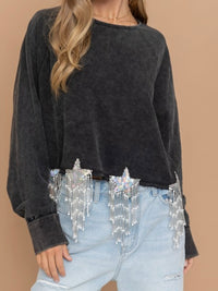 Sequin Star Patch Trim Top