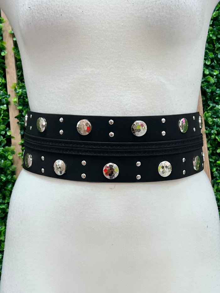 Black Silver Stud Wrap Belt