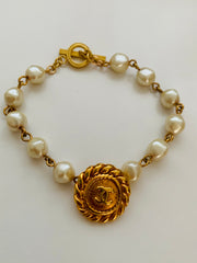 Vintage CC Repurposed Pearl Toggle Bracelet