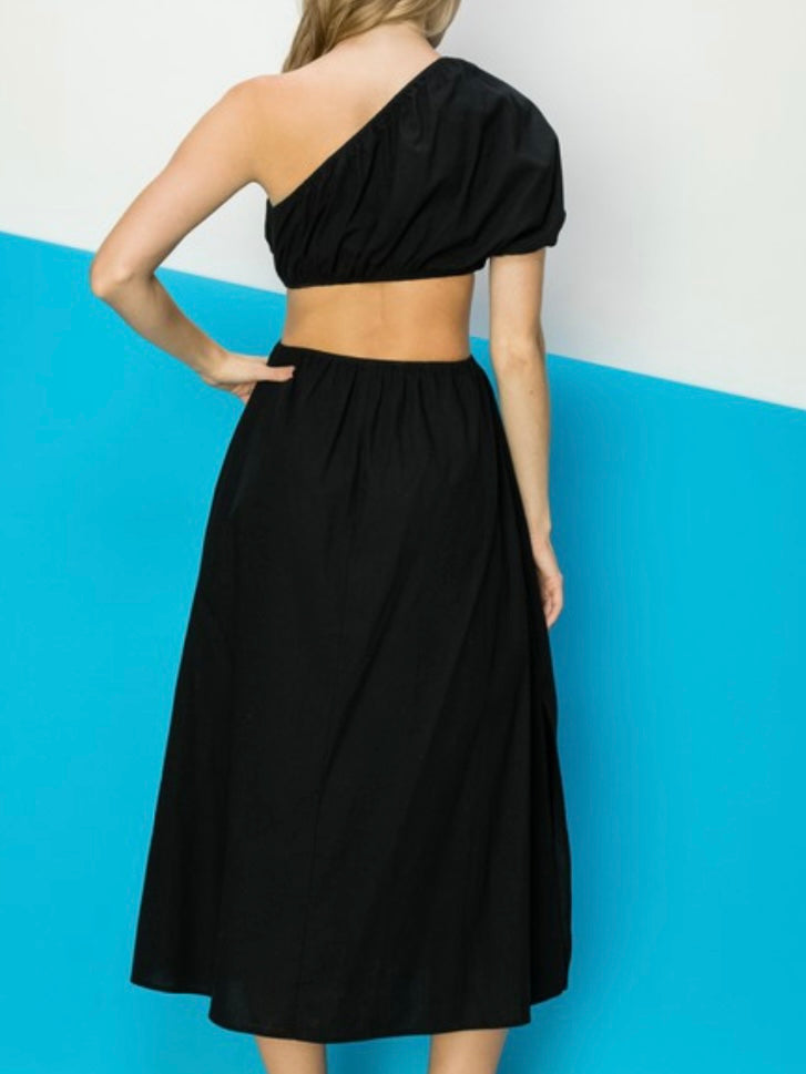 One Shoulder Cutout Midi Dress