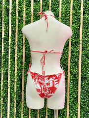 Red Tropical Bikini Set
