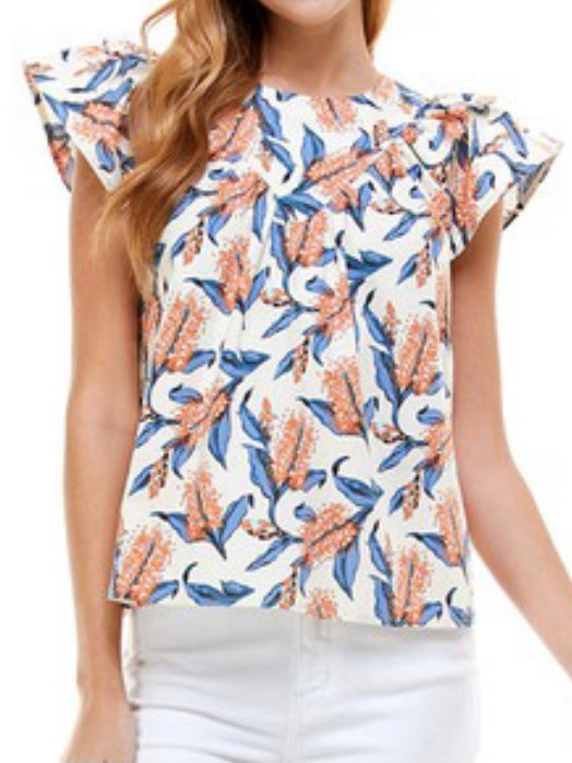 Blue Botanical Top