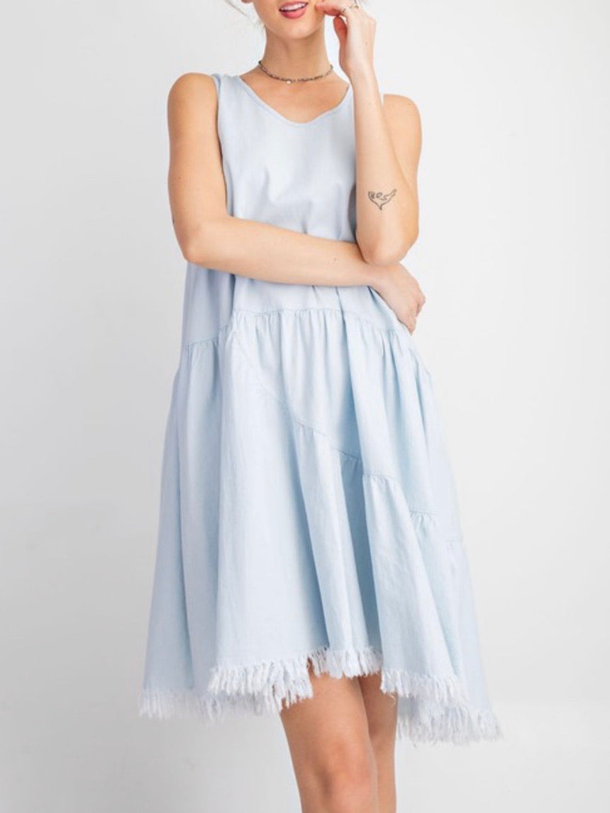 Distressed Denim Sleevesless Dress