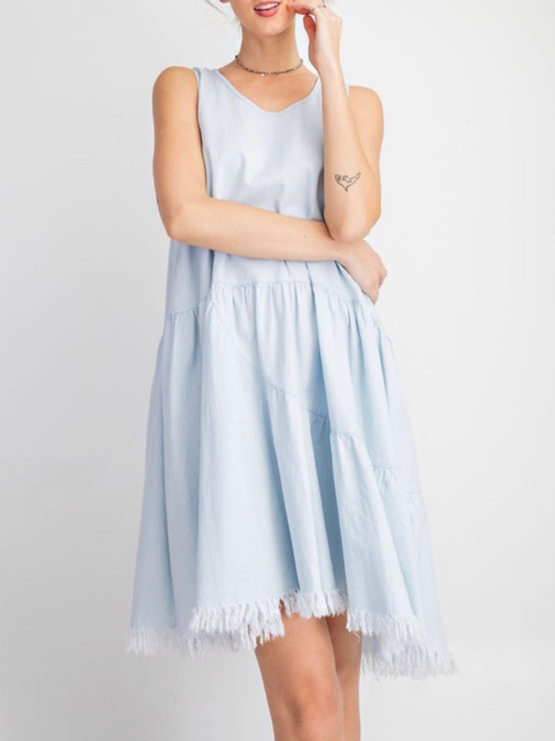 Distressed Denim Sleevesless Dress