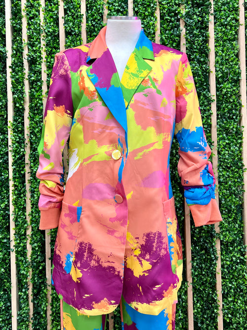 Exquisite Multi Abstract Colored Blazer