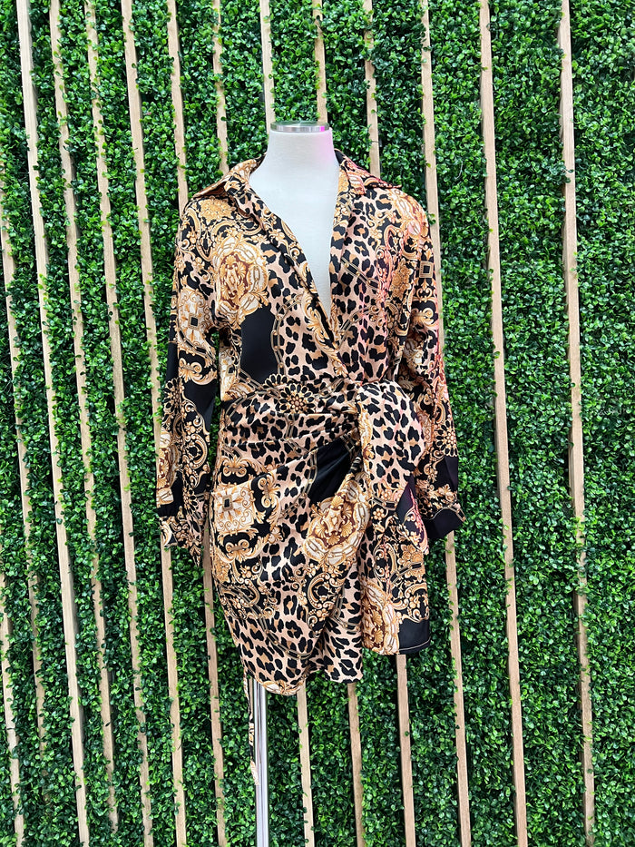 Baroque Leopard Wrap Dress