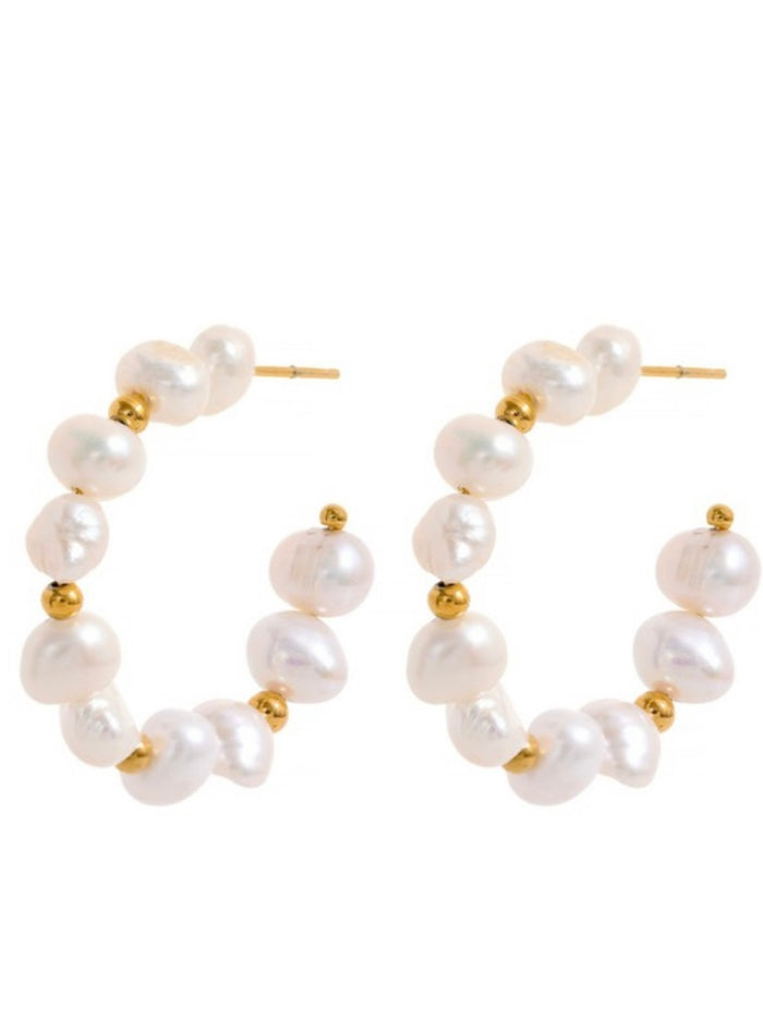Natural Freshwater Pearl Hoop Earrings