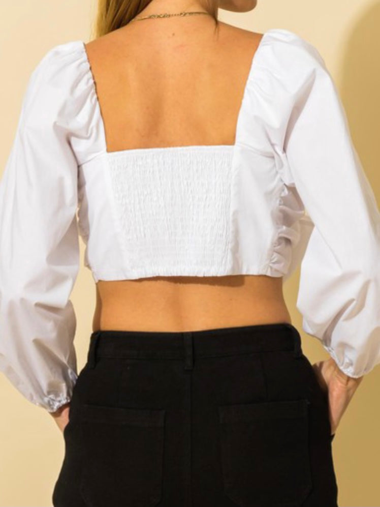 Long Puff Sleeve Crop Top