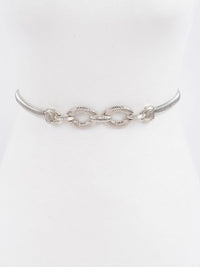 Textured Ovals Metal Elastic Belt