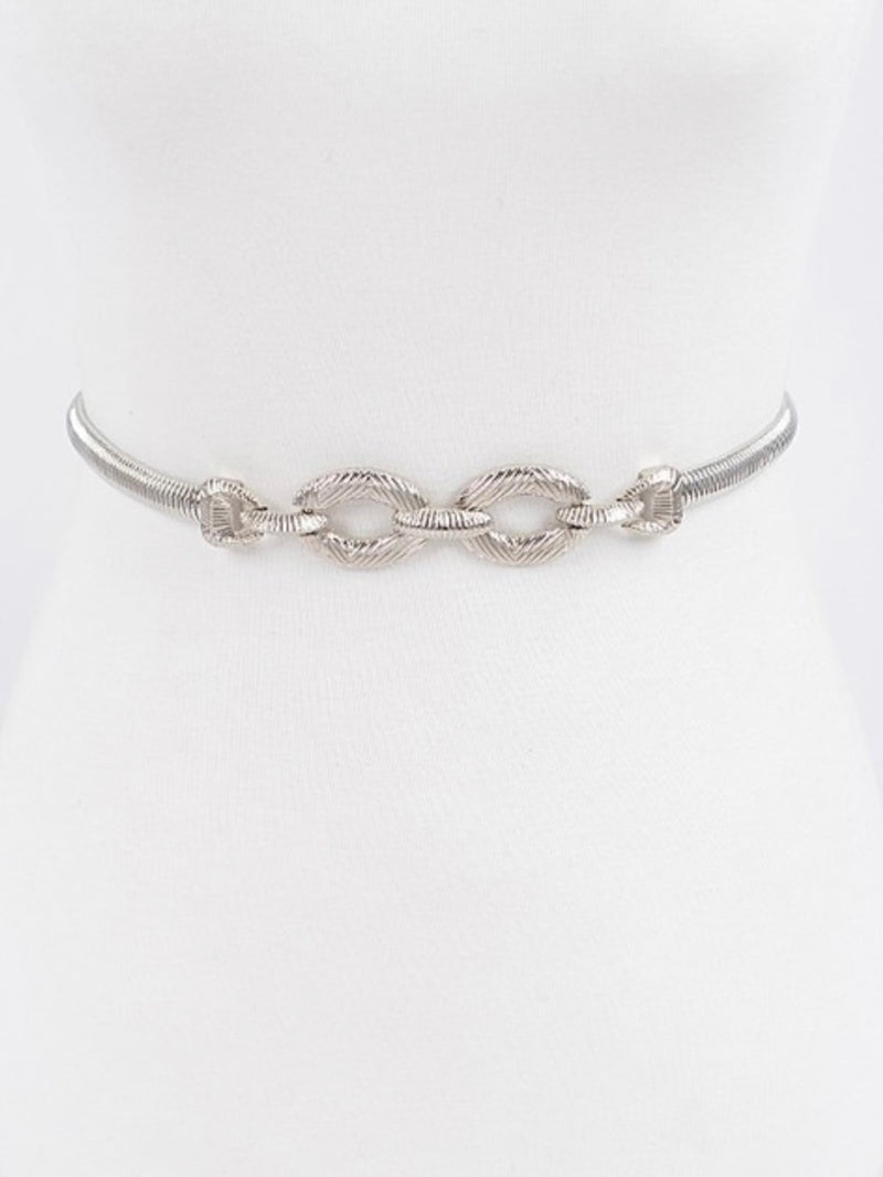 Textured Ovals Metal Elastic Belt