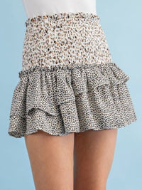 Animal Print Color Block Skort