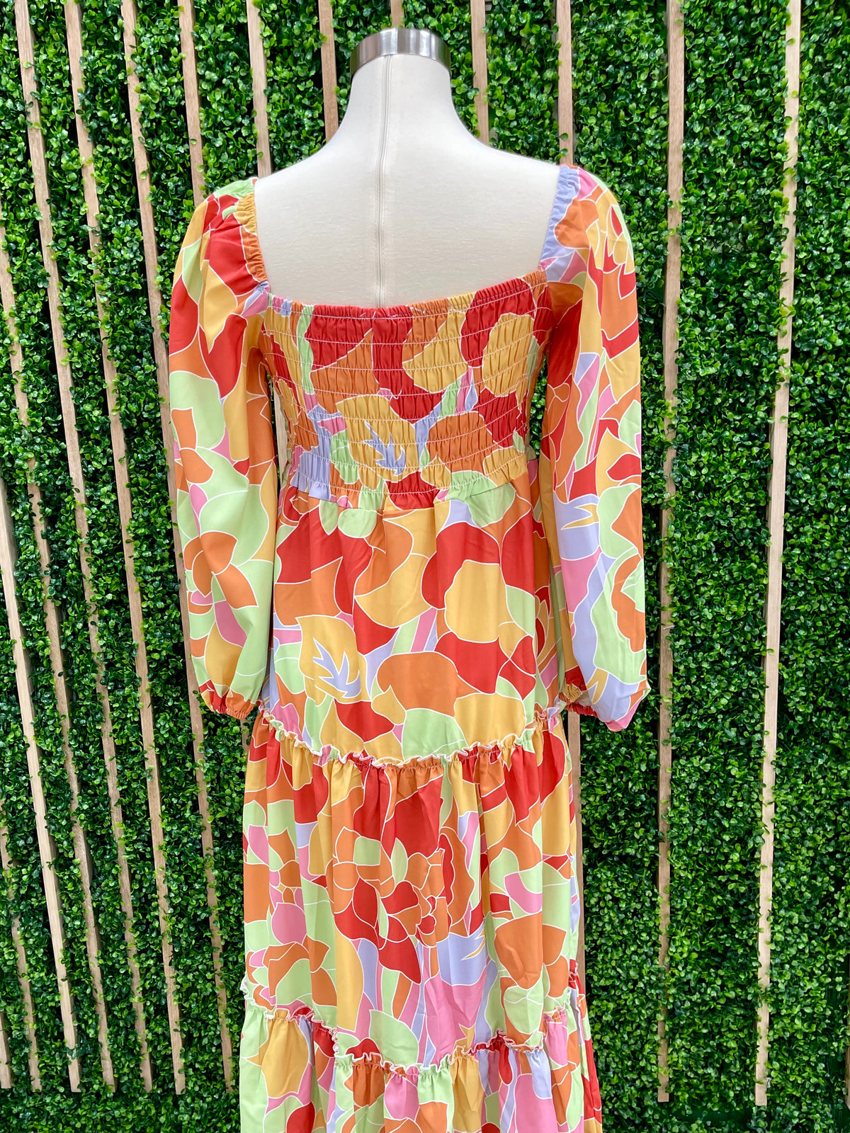 Abstract Floral Bright Maxi Dress