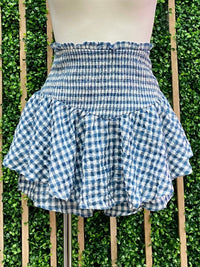 Navy Gingham Skort