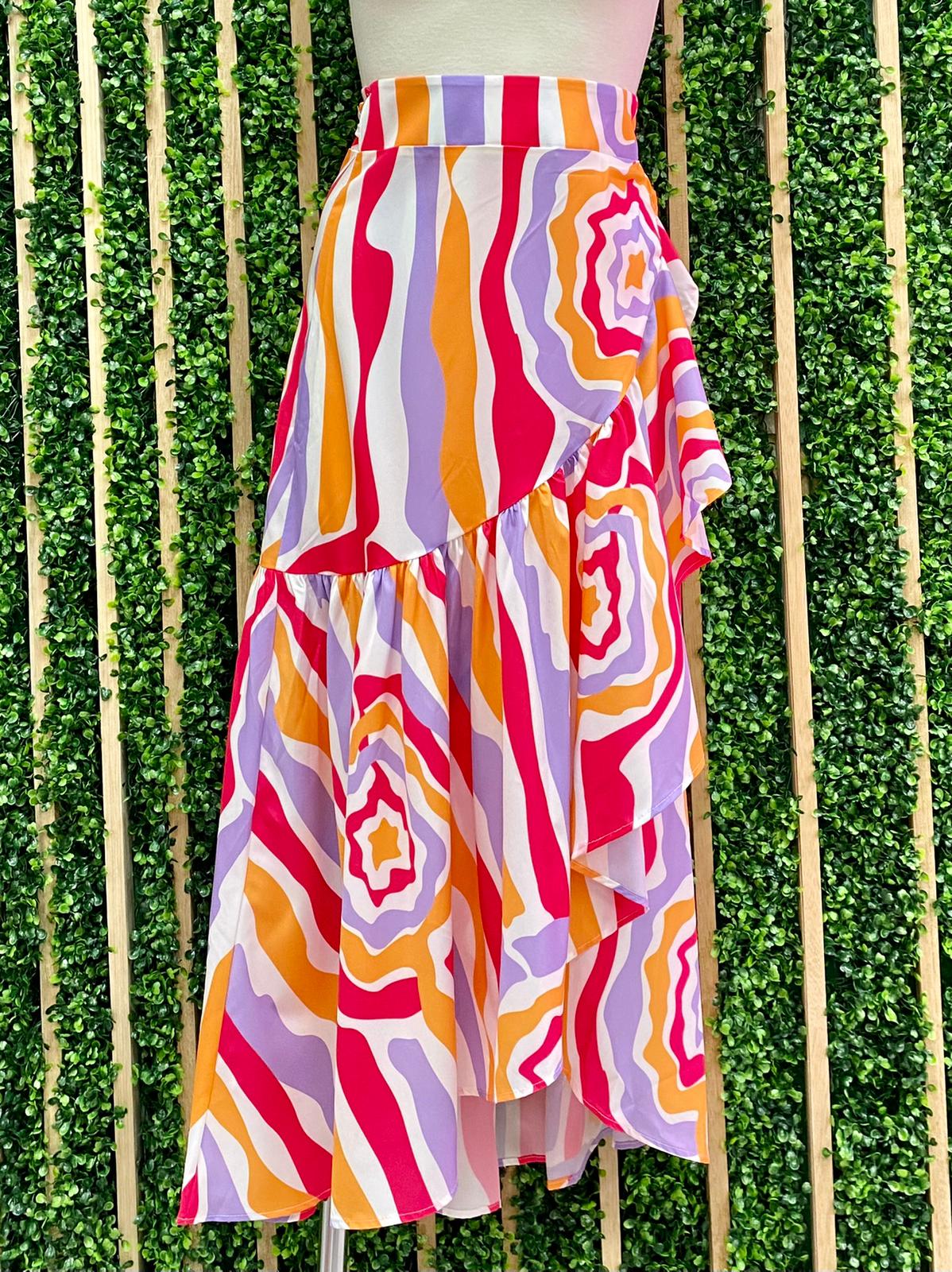 Orange Swirl Wrap Skirt