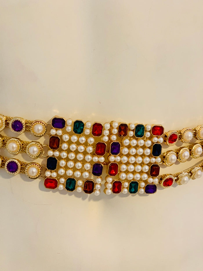 Pearl Color Crystals Belt