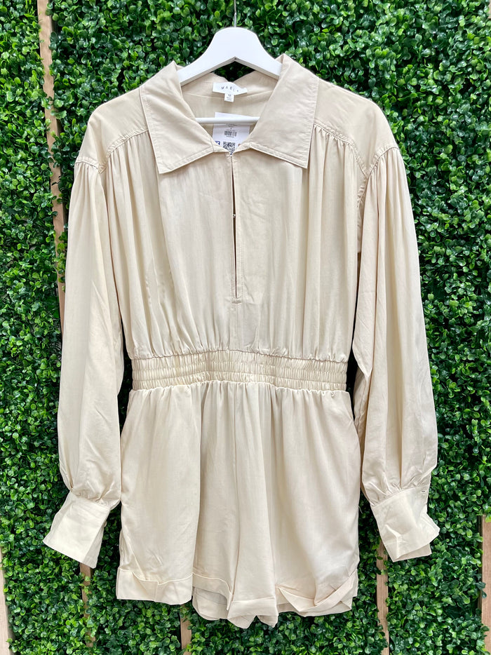 Ecru Puff Sleeve Romper