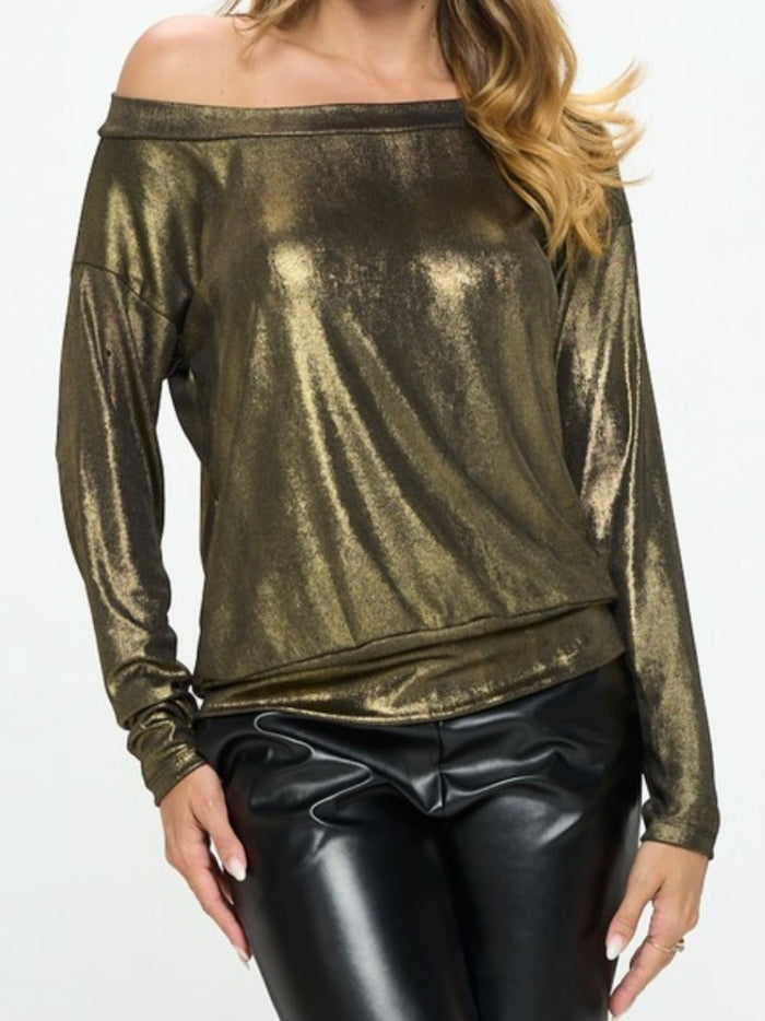 Metallic Off Shoulder Top
