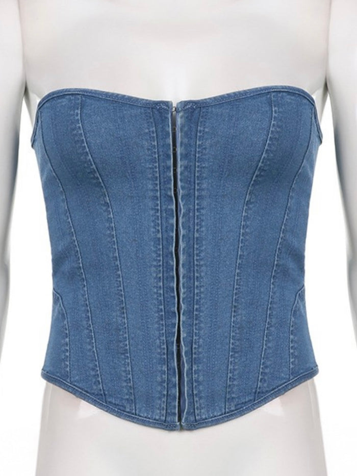 Denim Lace Up Bustier