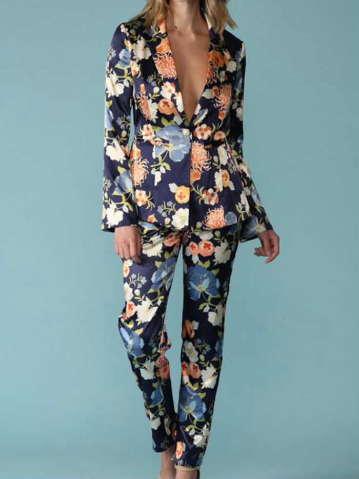 Floral Satin Pant Set