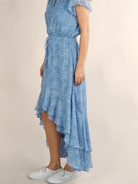 Blue Hi Low Boho Dress