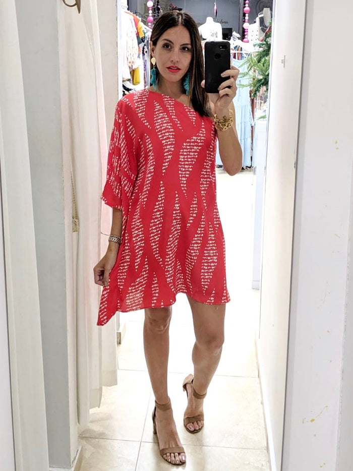 One Shoulder Print Mini Dress