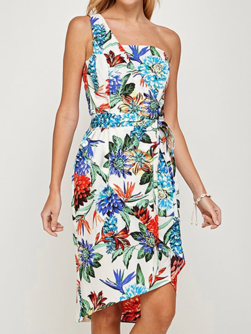 Tropical One shoulder Dress