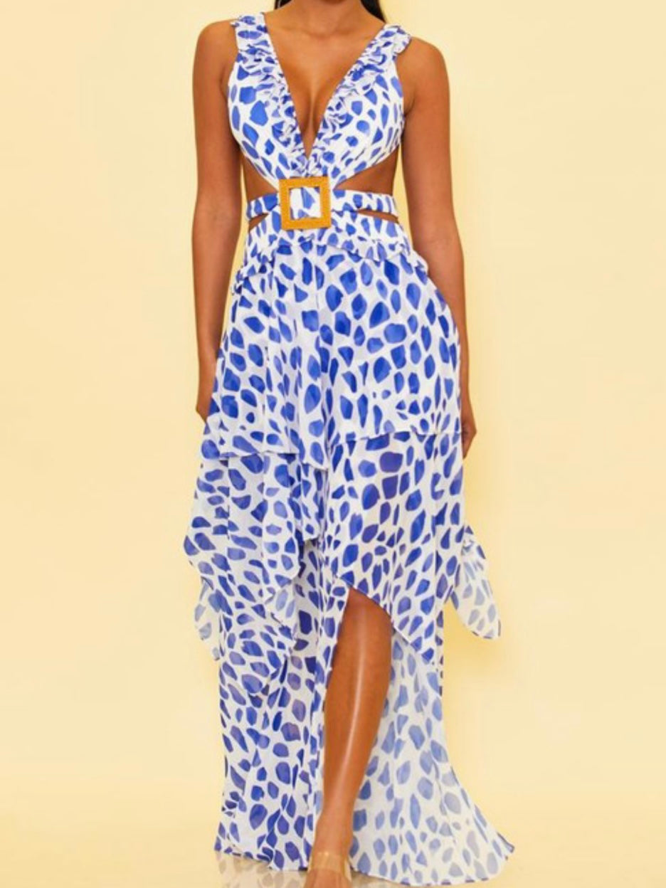 Blue Print Cutout Maxi