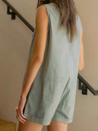 Sage Button Down Short Playsuit