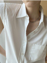 Padded Button Down Blouse