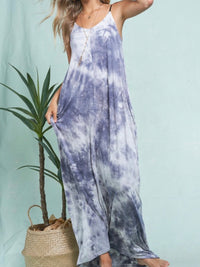 Blue Grey Tie Dye Strap Maxi