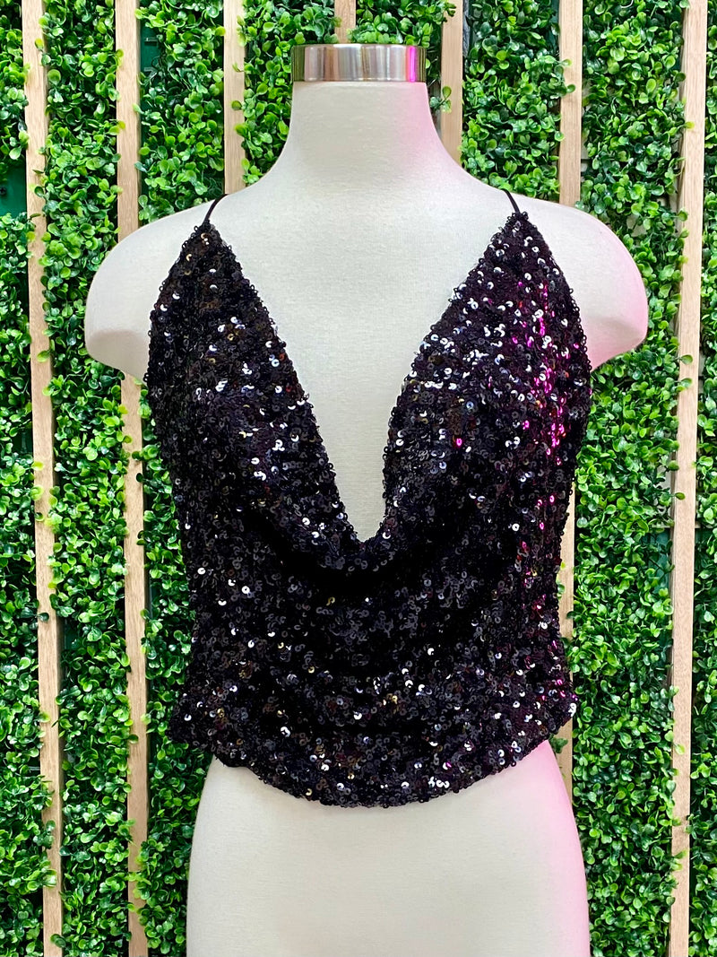 Sequin Halter Top