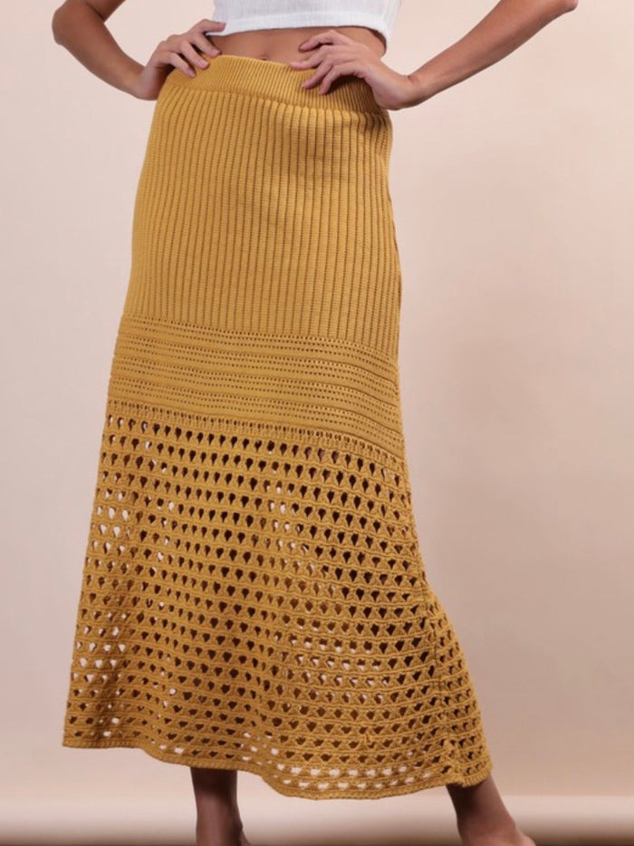 Boho Chic Knit Midi Skirt