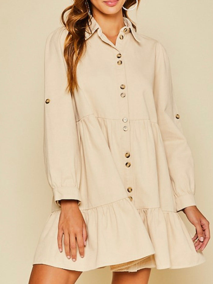 Button Down Tiered Dress