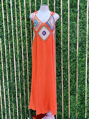 Orange Crochet Maxi Dress