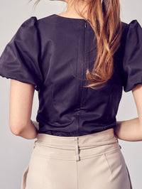 Classy V Neck Puff Sleeve Top