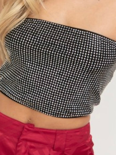 Rhinestone Studded Strapless Top