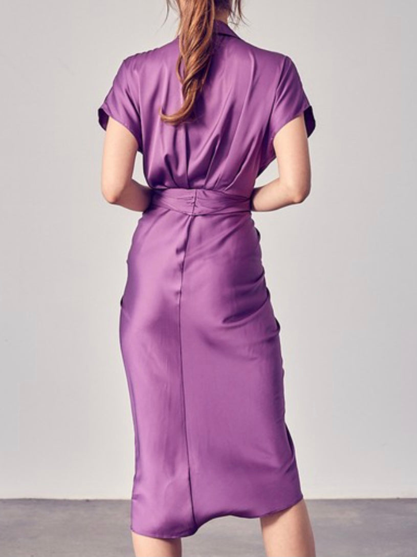 Classy Button up Ruched Midi Dress